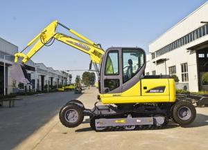 China Electric Mini Excavator , Small Wheeled Excavator Yellow ISO Certificates wholesale