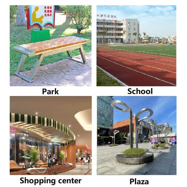 Galvanized Steel Outdoor Metal Bench With Knocked Down Backrest