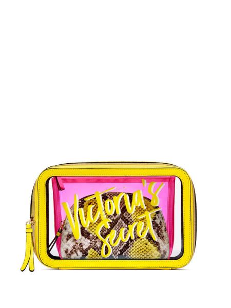 Travel Cosmetic Bag PVC Make-up Pouch Handle Straps for Women Men, Carry On