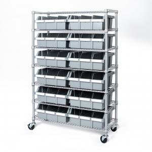 China 7 Tier Commercial Chrome Steel Wire Shelving Kitchen Storage Grey Bin Rack on sale