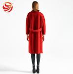 Red Color Women'S Long Wool Winter Coats ，Long Woolen Jacket For Ladies