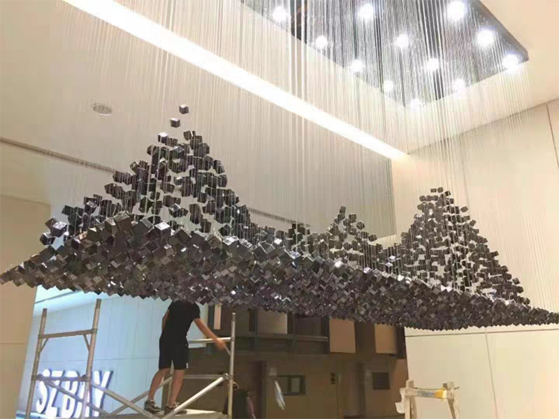 Luxury Stone Crystal Chandelier Large Modern Staircase Led Lighting(WH-NC-92)