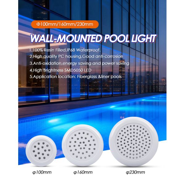 Underwater Swimming Pool Light 12Volt Input ABS Material Waterproof 3in1RGB Color Changing SMD 5050 LED