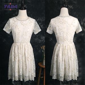 China Lady new model fashion lace embroidery frock modern lady short fat women girls sexy night dress photos sale wholesale