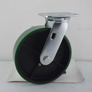China 8 Inch Cast Iron Wheels Heavy Duty Swivel Plate Iron PU Industrial Trolley Wheels Castors Green wholesale