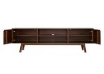 Villa Living Room Wooden TV Stand With Drawers Walnut Color Fancy Luxury