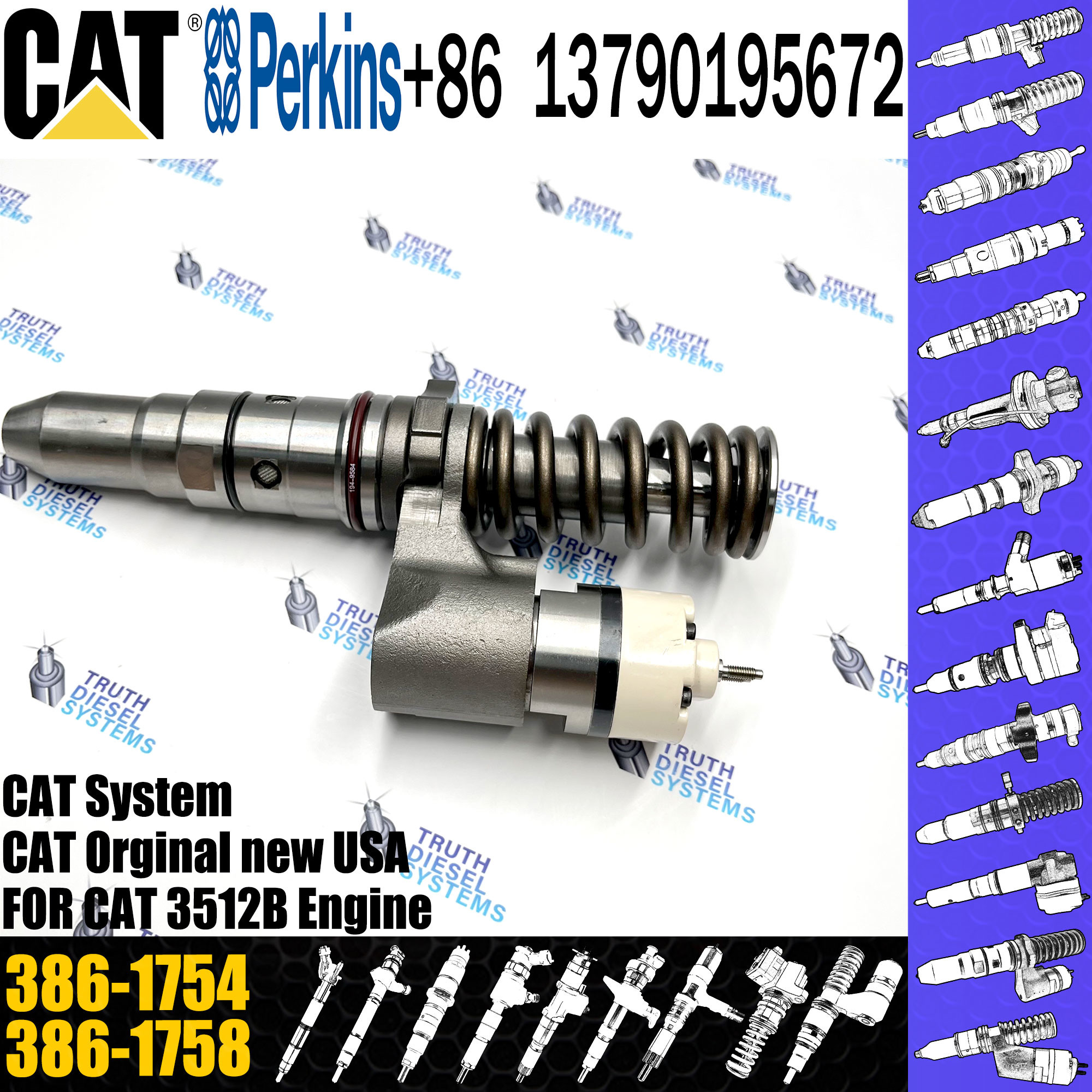 Diesel Fuel Injector 250-1302 389-1969 10R-1303 386-1754 10R-3255 386-1758 392-0208 386-1760 For 3512B Excavator