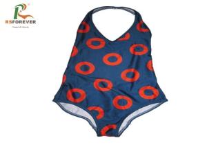 China Customized Red Circle Lycra One Piece Swimsuit , Womens One Piece Bathing Suits OEM wholesale
