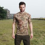 Men Camouflage Tactical Combat Shirt Short Sleeved Quick Dry Elastic For Outdoor