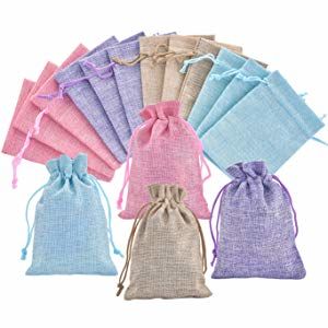 Burlap bags with drawstring