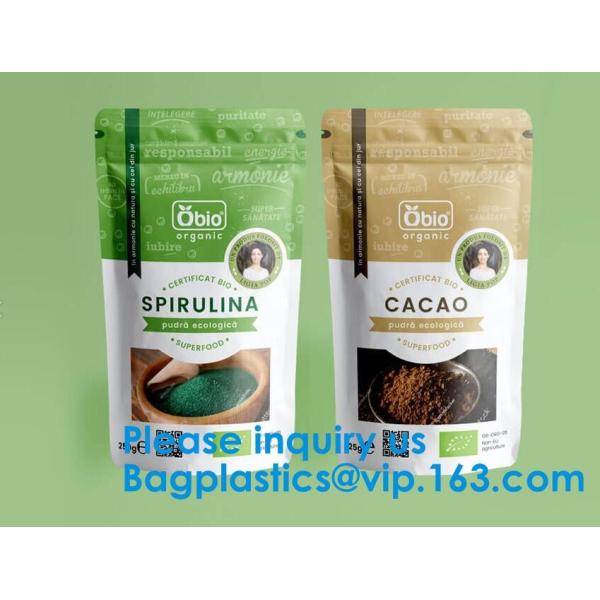 Custom Print Biodegradable Foil Packaging Soft Zipper Stand Up Bottom Gusset Plastic Drinking Pouches Bags With Straws