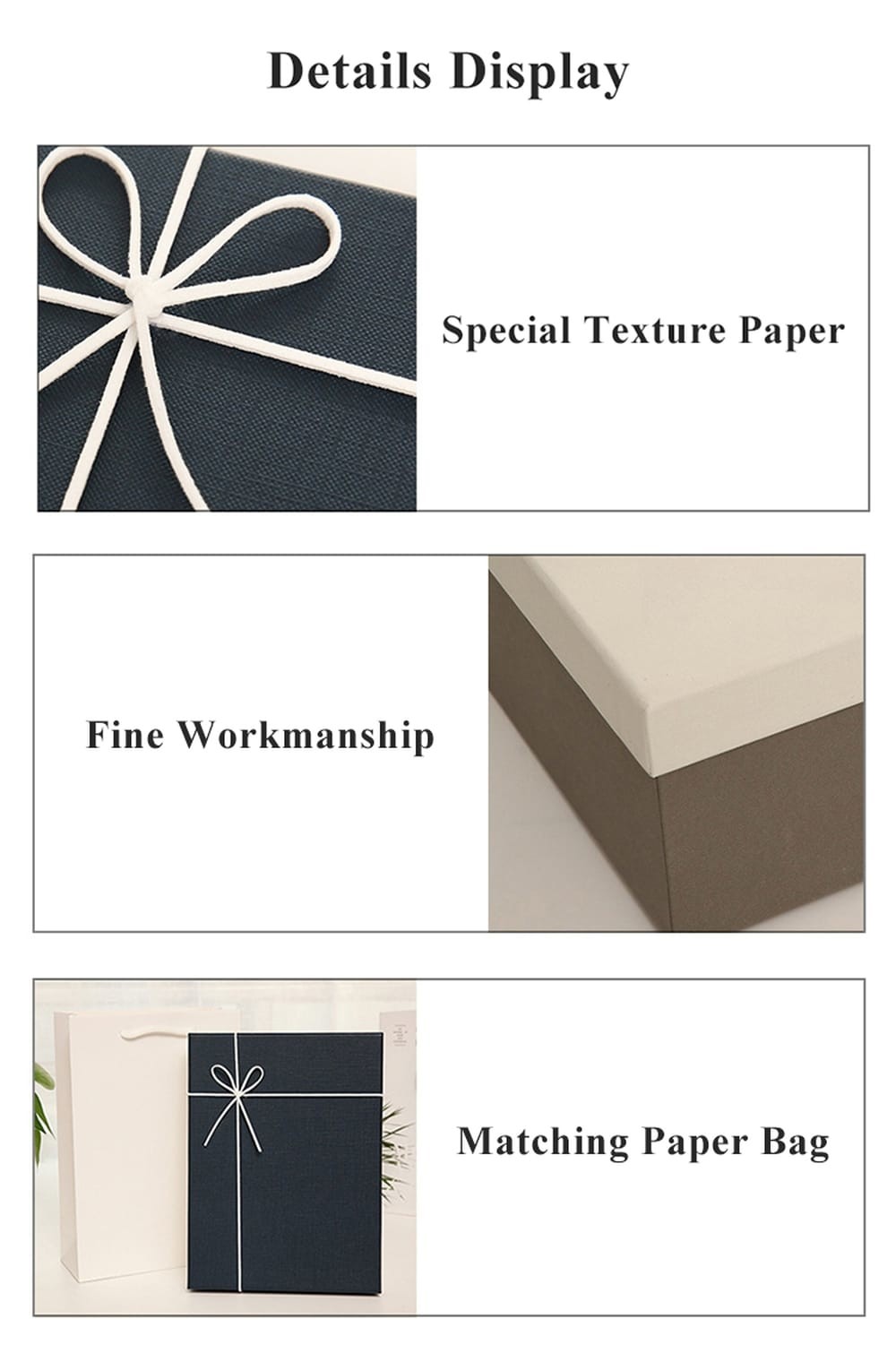 Special Texture Paper Multifunctional Lid And Base Gift Box With Rope Ribbon