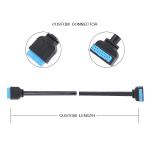 Black PVC Jacket USB3.0 IDC 20P TO IDC 20P 90 Degree Downward Bend Height 16mm
