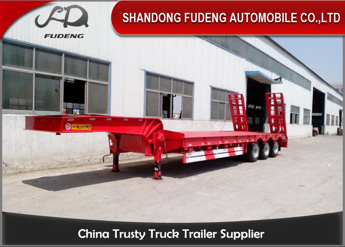 2 Axles Low Bed Semi Trailer 20-40 Tons Machine Loading Spring Steel Suspension