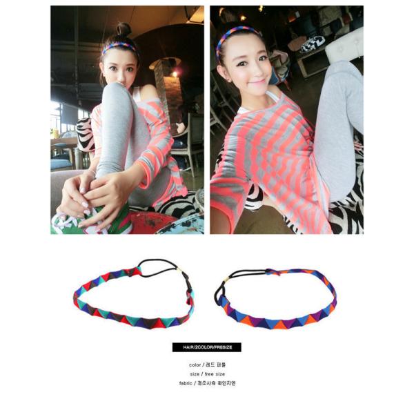 Korean version of the brightly colored triangle geometric stitching headband