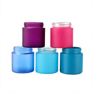 China Flower Smell Proof Glass Jar 2oz 3oz 4 Oz Glass Cosmetic Jars With Lids on sale