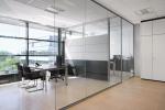 Interior Office 12 mm Tempered Sliding Glass Partition Wall Powder Coating