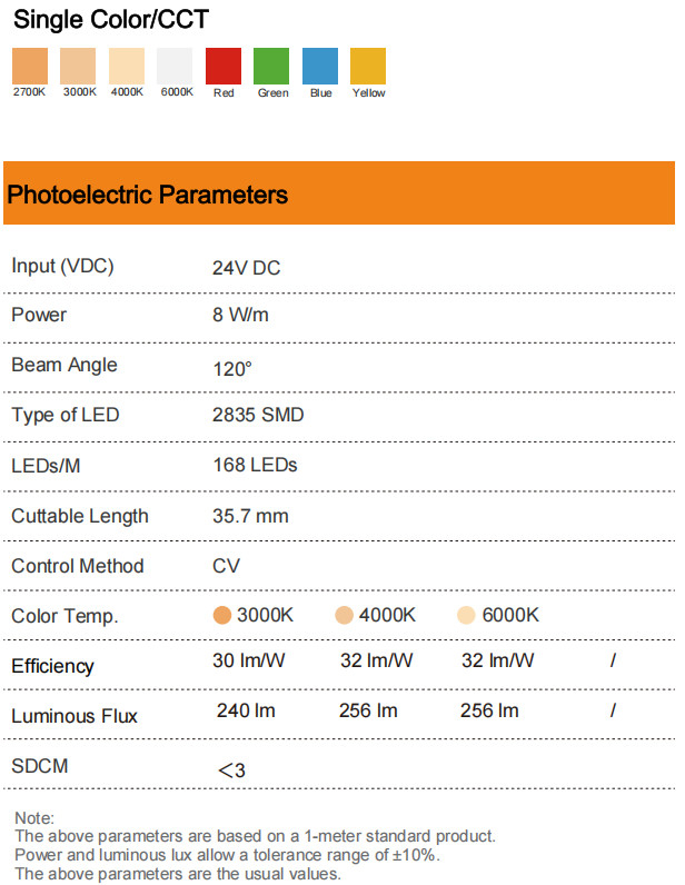 8W High Brightness Side Bend LED Strip 24V Flexible Led Neon Strips With Long Lifespan