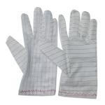 White Stripe PU Fabric ESD Anti Static Gloves Lint Free For Industrial Cleanroom