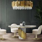 Stainless Steel Modern Round Dining Tables, Gold/Silver Combination