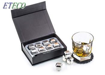 Mirror Polish Stainless Steel Cooling Cubes / Whiskey Stones Gift Set Silver