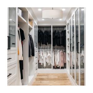 China Modern Customized Luxury French Aluminum Frame White PVC Wooden Walk in Closet Cabinets wholesale
