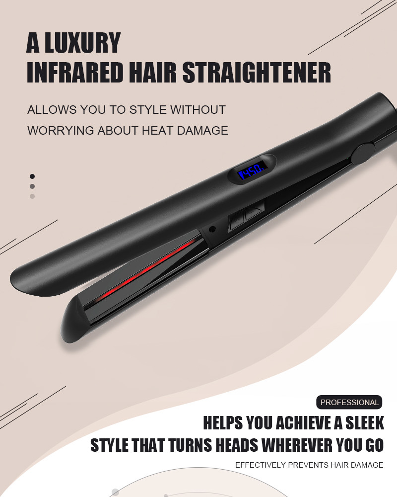 Ceramic Tourmaline Titanium Dual Voltage Infrared Flat Iron 2 In 1 Straightener