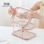 Large Capacity Logo Custom Pink Clear PVC Wash Bag Makeup With Handle