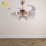 SENKAI Crystal Ceiling Fan Light Rose Gold 42 Inches LED Bulb