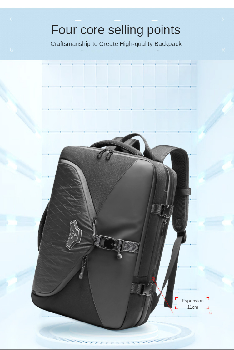 Multifunctional Expansion Boarding Bag Business Laptop Backpack 41*37*15cm