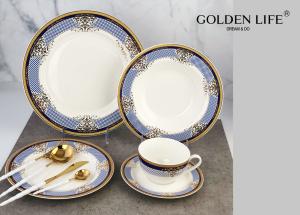 China New Bone China 20 Pieces Ceramic Gold Design Decorative Customized Ceramic Dinnerware Sets wholesale
