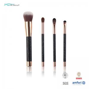 China Plastic Handle 4Pcs Mini Cosmetic Makeup Brush Set Aluminium Ferrule wholesale