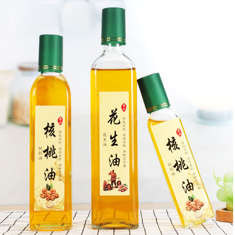 Glass Collar 100ML 250ML 500ML Clear White Black Olive Oil Bottle with Measurement