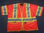 Zipper High Visibility Safety Vest Polyester Orange Safety Vest With Pockets