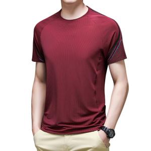China Summer Ice Silk Breathable Solid Color Loose Quick Drying Sport T Shirt Men wholesale
