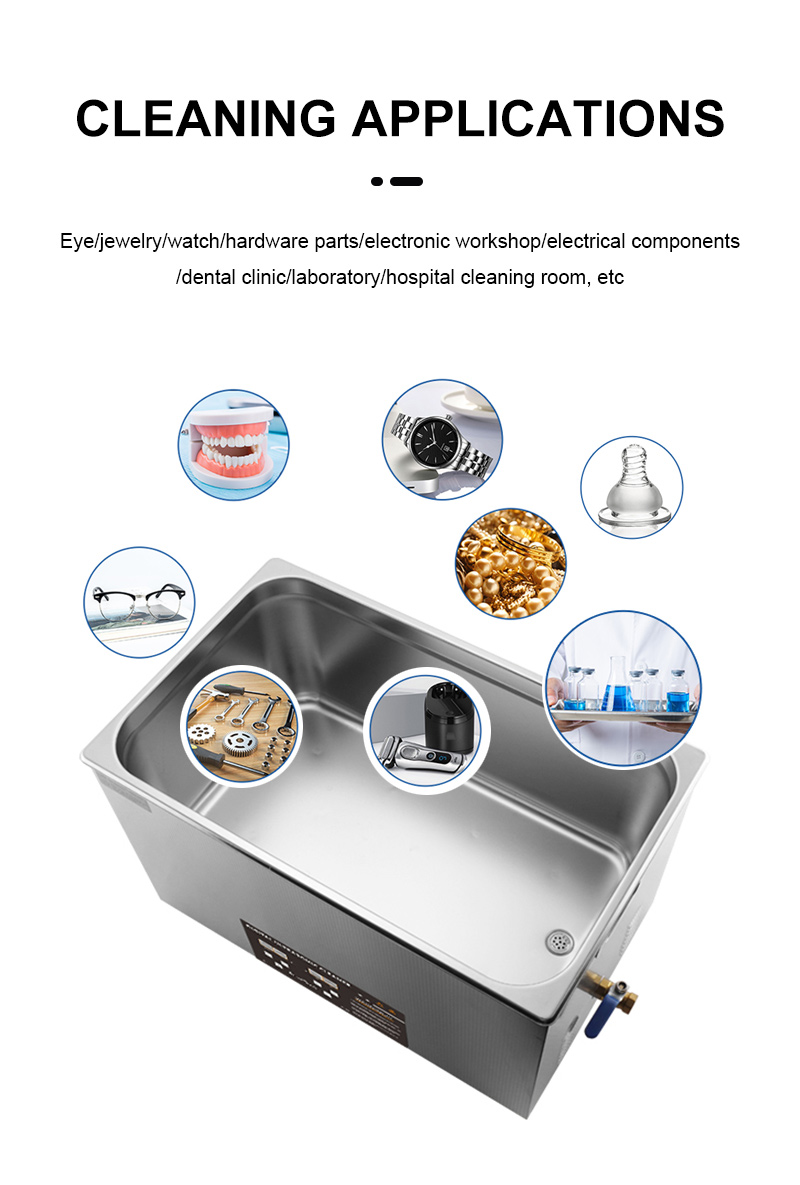 40khz Ultrasonic Cleaning Machine 600w Metal Ultrasonic Jewelry Cleaner