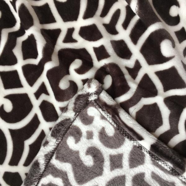 100 Percent Polyester Flannel Print Blanket For Bed Sets / Bathrobes Shrink Resistant