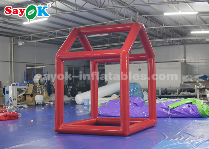 Red Custom Inflatable Products , 0.6mm PVC Tarpaulin Cube Inflatable Photo Booth Frame For Advertising