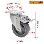 EDL‌ Medium Duty 5inch Caster TPE Plate by Rigid , Swivel and Brake Type 200kg