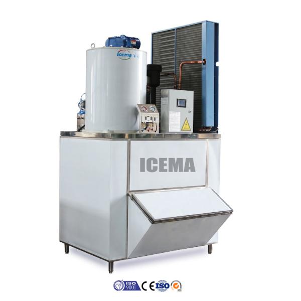 Water Cooling Condensation Way 1000kg Flake Ice Making Machine with Ice Storage Bin
