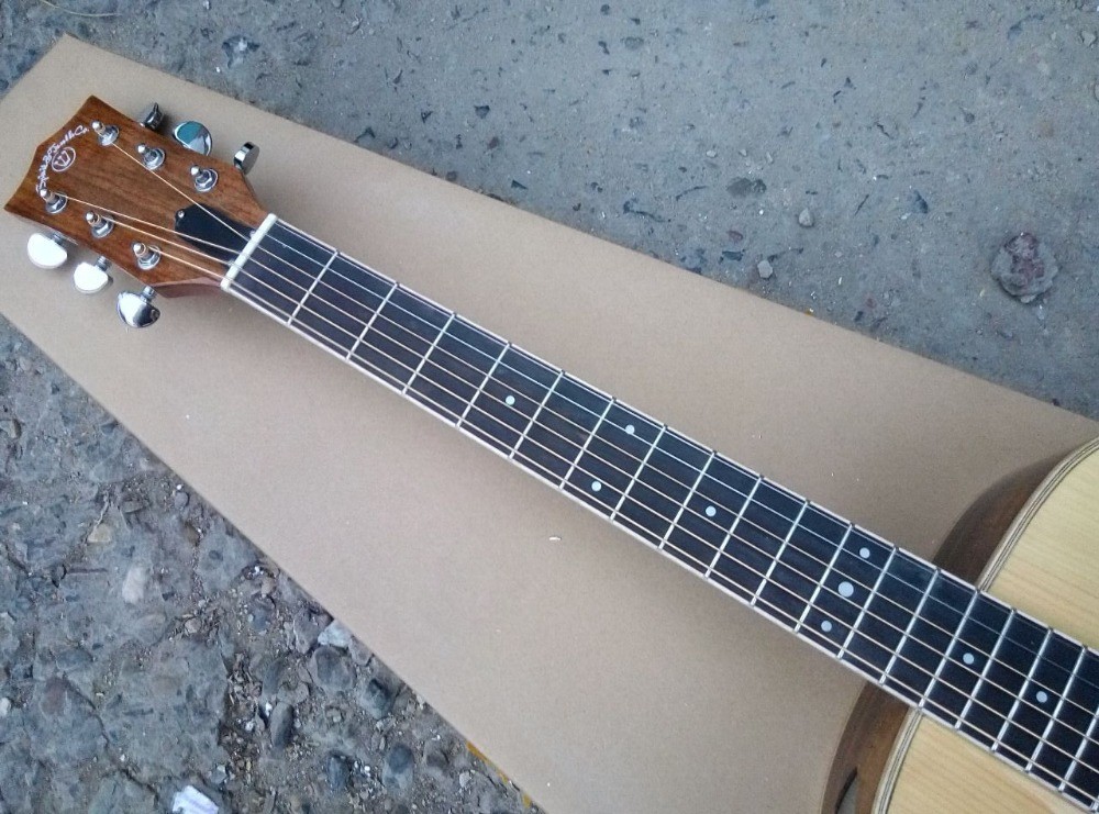 AAAA all Solid ash wood OM side hole body guitar 14 frets imported wood custom solid acoustic electric guitar