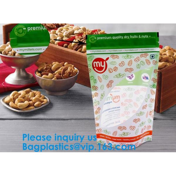 Custom Print Biodegradable Foil Packaging Soft Zipper Stand Up Bottom Gusset Plastic Drinking Pouches Bags With Straws