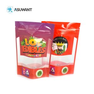China Candy Sugar Mylar Food Bags Stand Up Plastic Zipper With Window wholesale