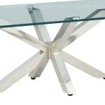 Clear Glass Top 0.11cbm SS Coffee Table For Living Room With Brushed Chrome Base