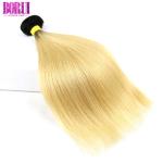 1b613 Blonde Human Hair Extensions With Closure Silky Straight Wave Soft Smooth