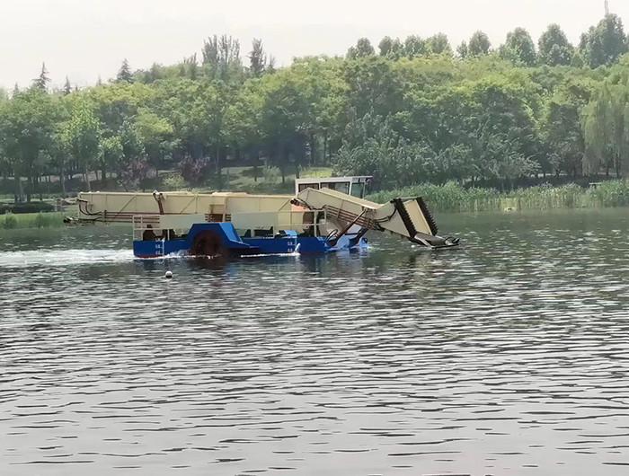Flexible Aqua Weed Harvester 5km/h With 2 Section Rod Design For Water Grass Cutting Aquatic Weed Cutter Boat