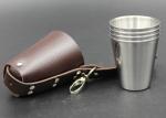 High Grade Metal Wine Cup Pu Skin Pat For Men European Style Logo Printable