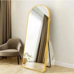 Decorative Full-Length Gold Body Dressing Wall Mirror with Metal Framed Arch