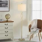 Fabric Metal White Gold 59" Modern Floor Light Indoor Decoration