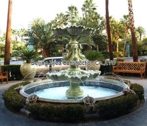 China Garden stone fountain with pool, outdoor green marble fountain , decorative fountain on sale